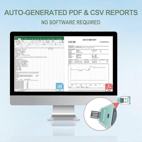 USB Disposable Temp Recorder for Medical Refrigerator, 1 Pcs with Auto PDF/CSV Report 1