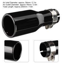 Universal Stainless Steel Exhaust Pipe Tips 54-76mm, Black, 200mm