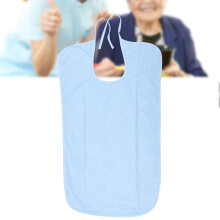 Elderly Waterproof Adult Bib with Adjustable Belt - Light Blue, Size L