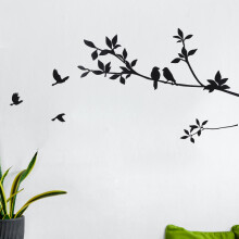 Black PVC Branch Wall Sticker Waterproof Movable Decor 60x26cm
