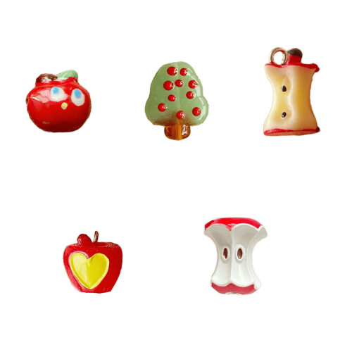 Clear Glass Beads For DIY Christmas Crafts-Red ceramic apple 1