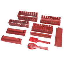 DIY Sushi Making Kit 10Pcs Red Food Grade Plastic Kitchen Accessory