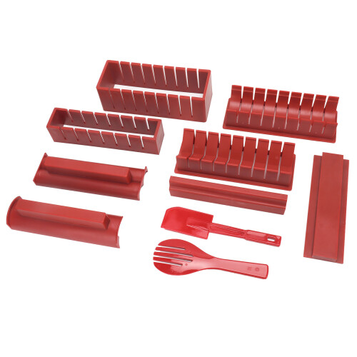 DIY Sushi Making Kit 10Pcs Red Food Grade Plastic Kitchen Accessory