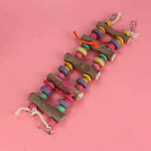 Wood Parrot Swing Toy 10*45cm Colorful Chew Play Bridge