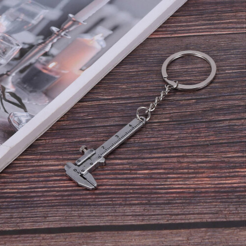 Silver Simulation Vernier Caliper Model Ruler Slide Keychain 2