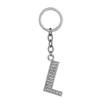 Buchstabenanhänger für Taschen Einfacher stilvoller Letter L Schlüsselanhänger Metallstrass Schlüsselring Schlüsselring Schlüsselanhänger Sc