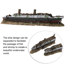 Titanic Lost Wreck Aquarium Ornament Shipwreck Theme 15cm resin model