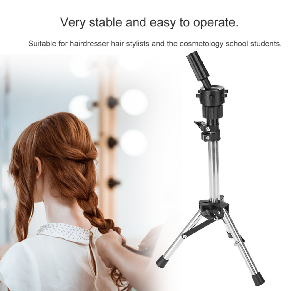 Unisex Silver Adjustable Wig Head Mannequin Hairdressing Stand Training Tripod Holder Uk