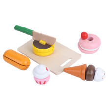 Wooden Dessert Cutting Toy Kitchen Set for Kids 3+ Educational Play