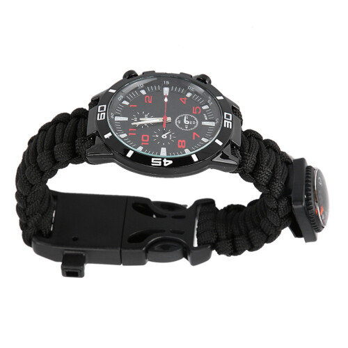 7 in 1 Multi-Function Outdoor Survival Watch with Compass, Rope & Whistle