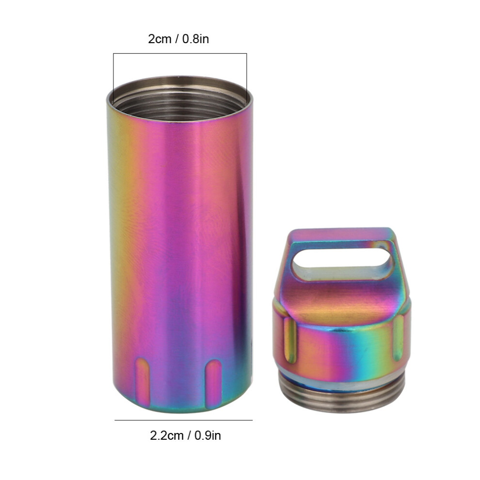 Colorful Titanium Waterproof Stainless Steel Pills Case Bottle Keychain