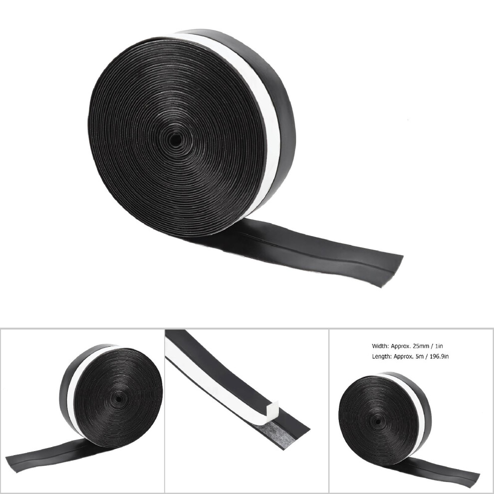 Dust & Noise Insulation Strip 5M 25Mm Self Adhesive Door & Window Seal Black 7891393323431