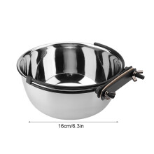 Stainless Steel Hanging Pet Food & Water Bowl M 16cm Durable Cage Feeder