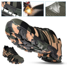 Men's Camouflage Safety Shoes Steel Toe Work Boots Green 40