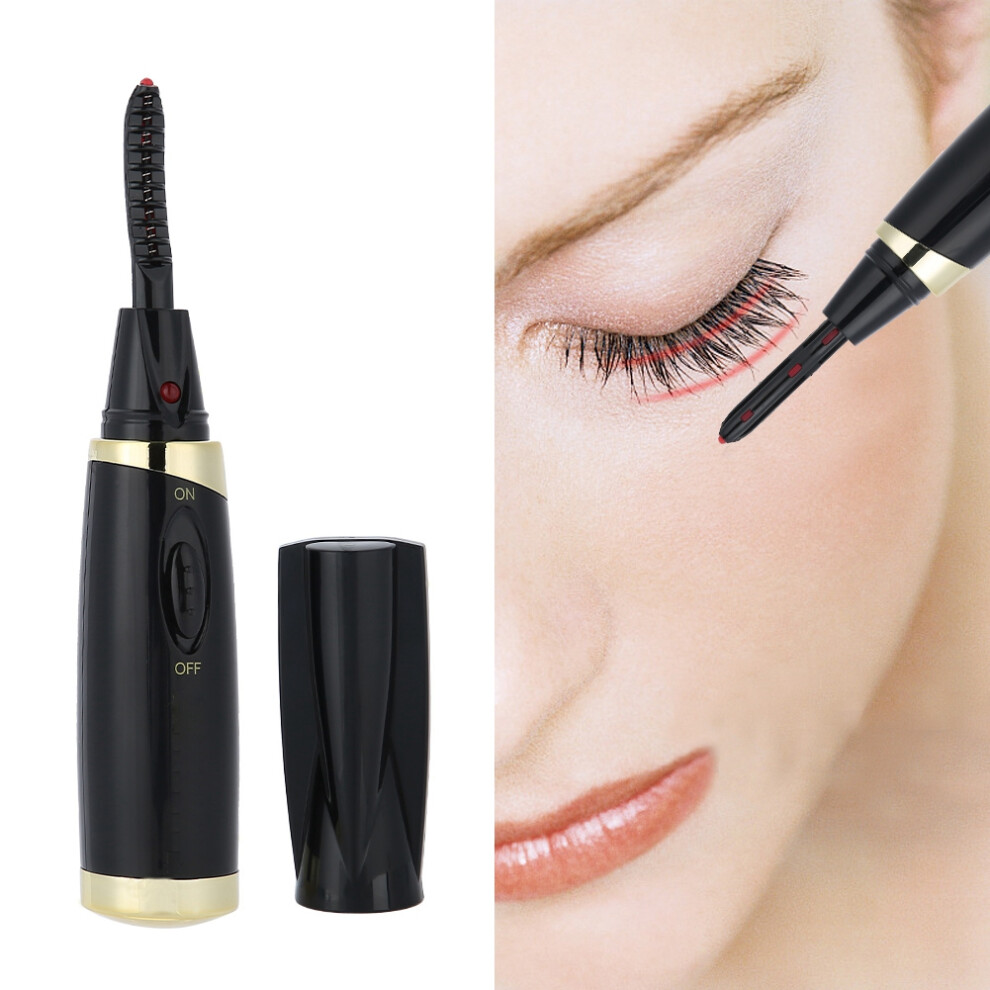 Black Mini Electric Eyelash Curler Heated Curling Mascara Tool 12.5X2.3cm