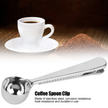 2-in-1 Stainless Steel Measuring Spoon with Sealing Clip, 20ml, 16x3.5x2.5cm