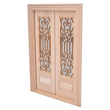 Wooden 1:12 Scale Dollhouse Double Door Furniture Unpainted DIY Mini Decor Item