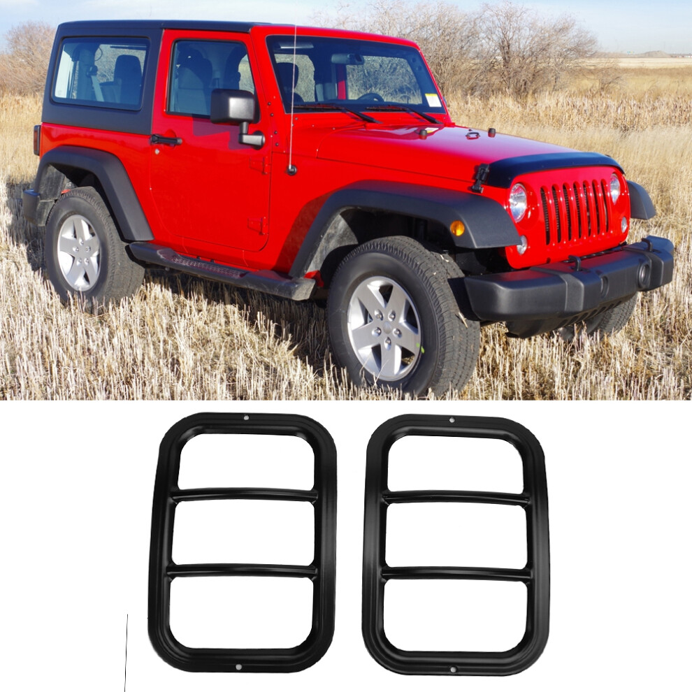 2Pcs Metal Rear Bumper Fog Frame Fit Jeep Wrangler 2007-2018 Black/Light 9381393327235