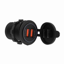 12/24V Dual USB Charger Socket with QC3.0 Fast Charging for Car Boat Motorcycle