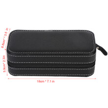 Travel Watch Organizer Box PU Leather Zipper Case Portable Black