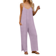 Women's split jumpsuit, casual sleeveless top,-Purple XL