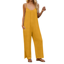 Women's split jumpsuit, casual sleeveless  top,-Orange XXL