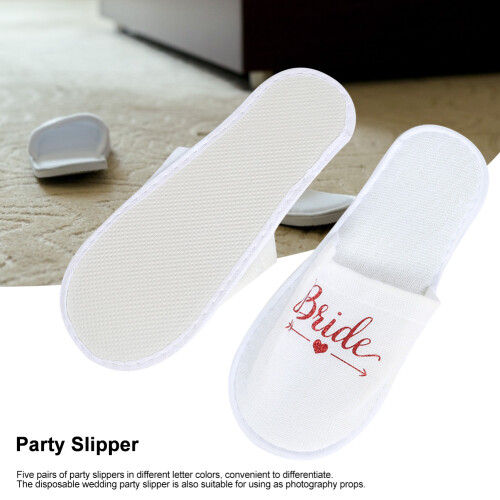 Wedding Party Slippers 5 Pairs Letter Pattern