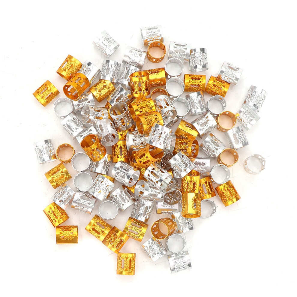 100Pcs Dreadlock Hair Beads Gold Silver Adjustable