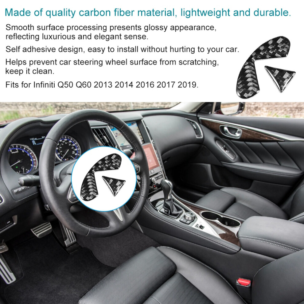 Carbon Fiber Steering Wheel Cover For Infiniti Q50 Q60 2013-2019 8741393332324