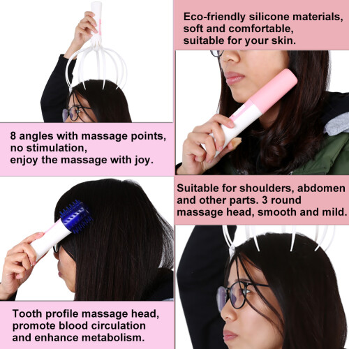 Electric Octopus Head Massager with 8 Angles, 25.5cm, Multi-Head 2