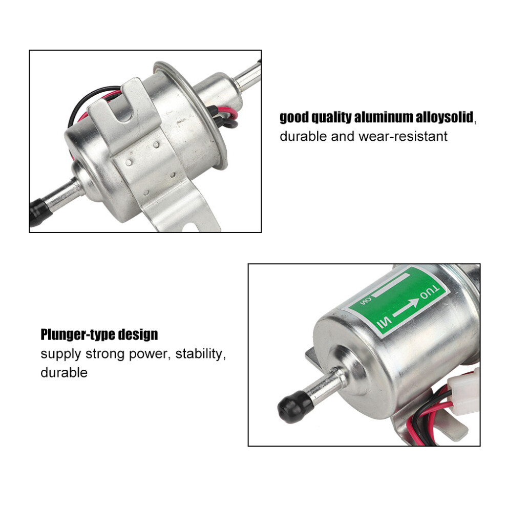Universal 24V Aluminum Fuel Pump With Inline Filter For Petrol Diesel, Silver 7681393333130