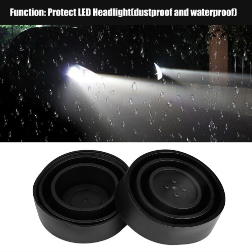95mm Black LED Headlight Dust Cap 2-Pack 1