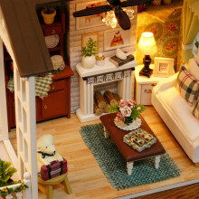 DIY Wooden Doll House Kit with LED Lights - 21*12.5*15.5cm