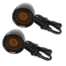 Universal Retro Bullet LED Turn Signal Set for Motorcycles, Black/Yellow