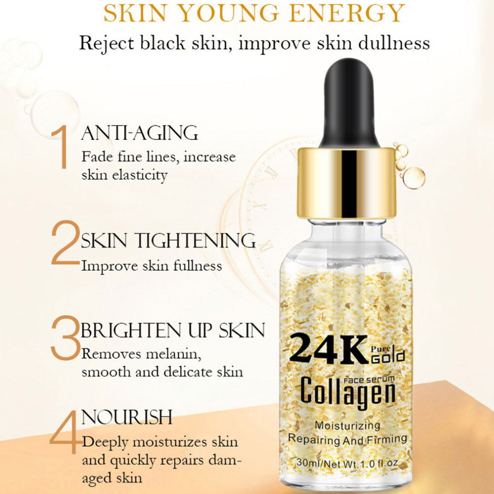 Gold 24K Collagen Facial Serum, 30Ml, Moisturizing & Pore Tightening