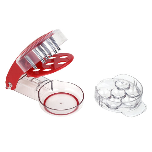 Cheery Cherries Pitter – 6 Fruit Capacity, Compact 19.5cm in Red