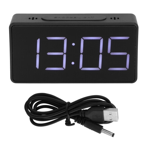 LED Electronic Alarm Clock with Snooze, 10x3x5cm, Black 1