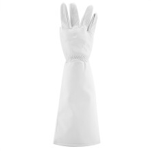 White M Rose Pruning Leather Gardening Gloves, Long Puncture-Proof