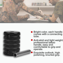 35mm Aluminium Alloy Tattoo Grip Handle with Knurled Surface in Black