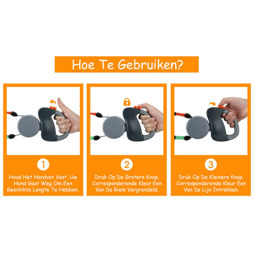 3m Teleskop-Hundeleine Doppel-Grau 2
