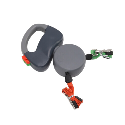 3m Doppel-Hundeleine Automatik Grau 1