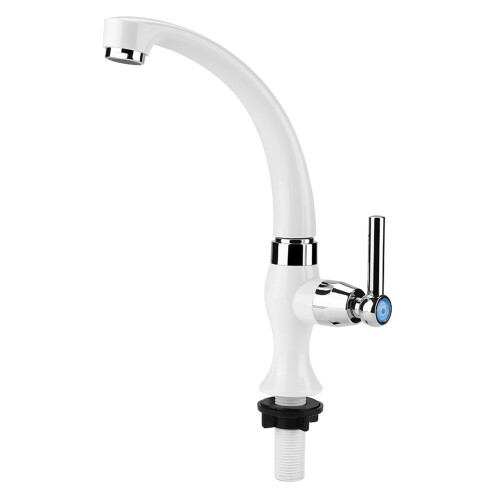 ABS-Kunststoff Einzel-Kaltwasserhahn G1/2 Weiß+Chrom 1