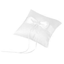 White Satin Bowknot Ring Bearer Pillow with Pearls 20*20cm