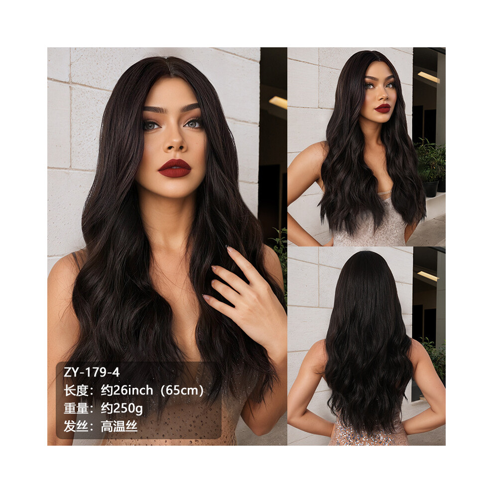 Unisex Golden (A) Highlight Layered Middle-Part Women's Wig, Long Wavy Curly Hair