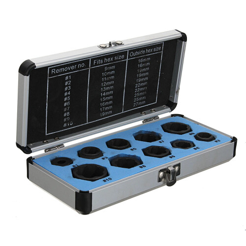 (High-end OPP) High-end 10-piece set of broken nut and bolt extractor, socket head hex nut tool