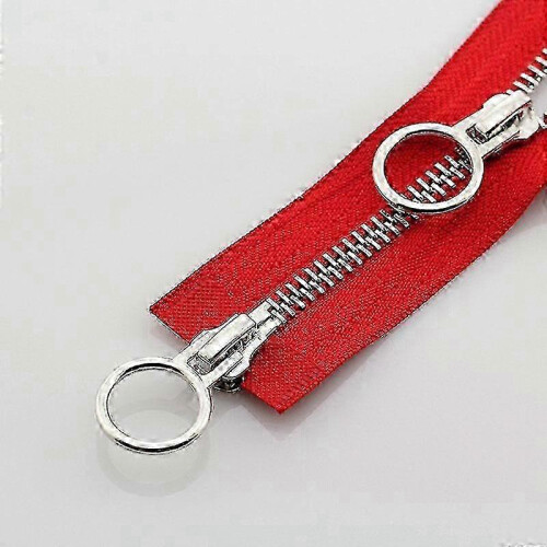 (red, 90cm) Enhanced Double Slider Metal Zipper for Jackets - Long Open-Ended Circle Sliders