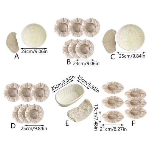 (25x8cm set) Panier de fermentation rond premium pour pain, kit de fermentation de pâte 1