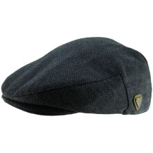 (Navy Herringbone, XL) Royal Stallion Wool Flat Cap