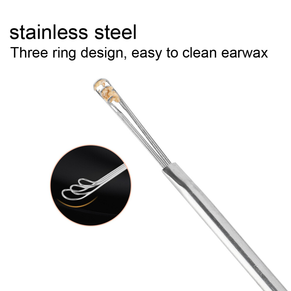 Stainless Steel Ear Spoon 3pcs Triple Ring Earwax Remover Safe & Reusable