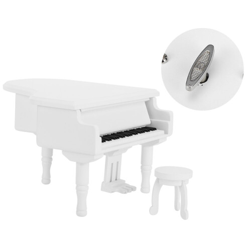 White Wooden Piano Music Box, Gift Idea